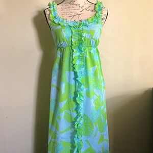 Lilly Pulitzer Summer Lime Green and Blue Dress - Size 0